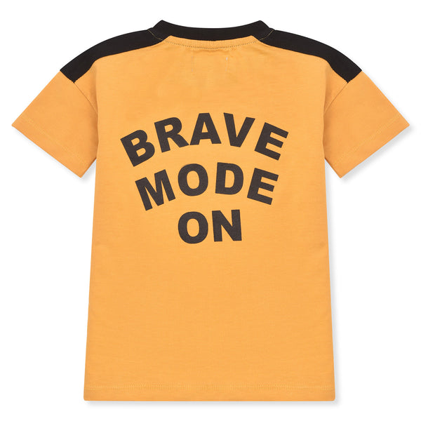 Boys Yellow Brave Mode Drop Shoulder T-Shirt