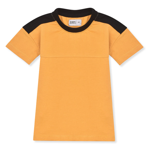 Boys Yellow Brave Mode Drop Shoulder T-Shirt