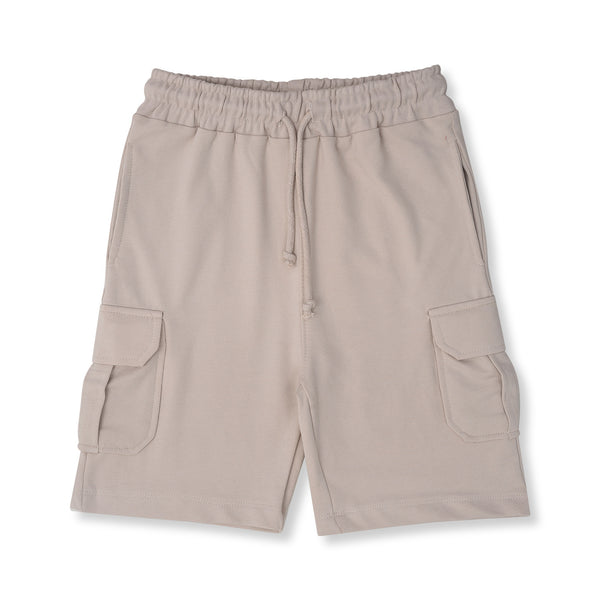 BEIGE LIGHT TERRY CARGO SHORTS