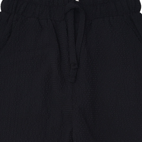 BLACK SEERSUCKER PULL-UP TROUSER
