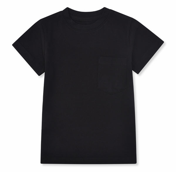 Boys Black Solid Basic T-Shirt