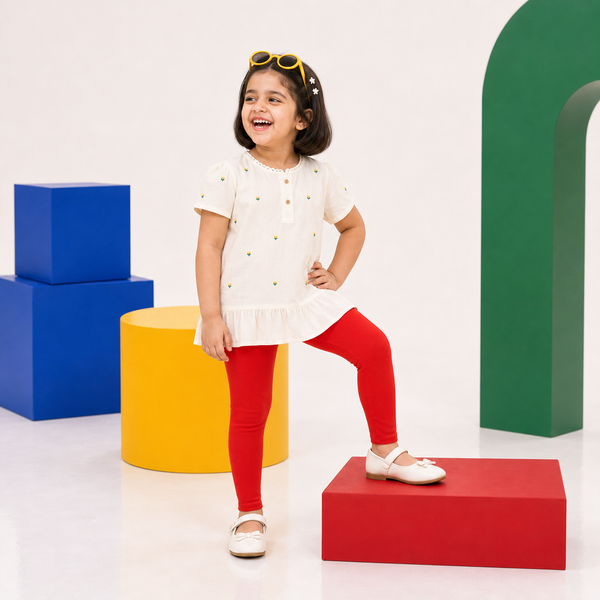 Girls Red Basic Tights