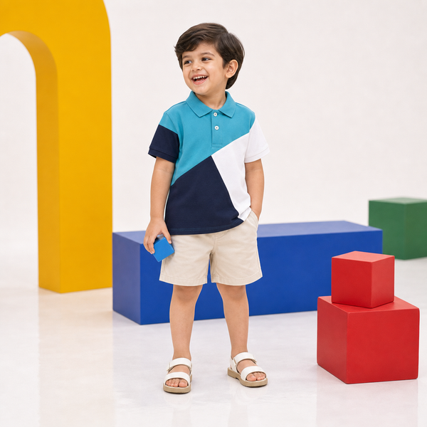 Boys Colour Block Polo Shirt