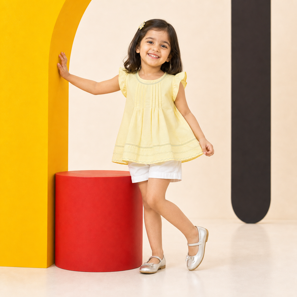 Girls Lemon Yellow Sleeveless Top