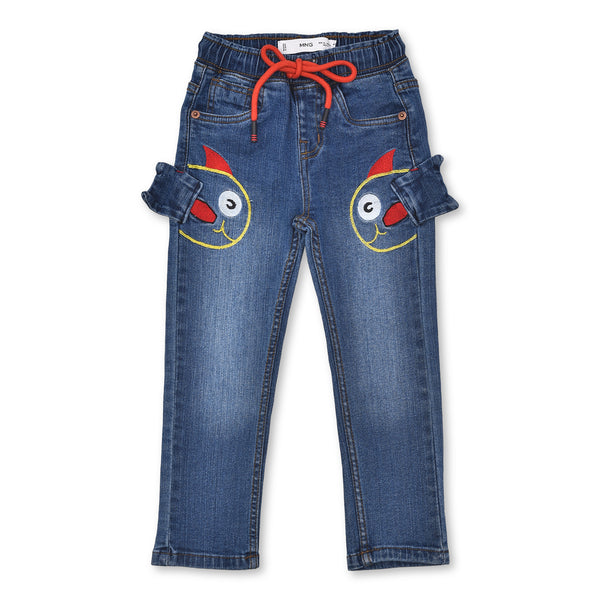 Boys Blue Fish Embroidery Jeans