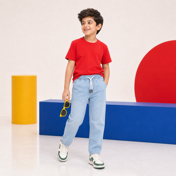 Boys Ice Blue Pullup Jeans