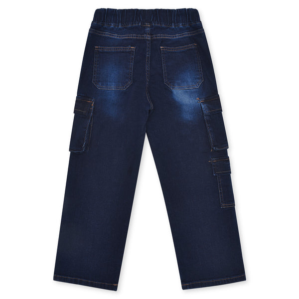 Boys Dark Blue Cargo Jeans