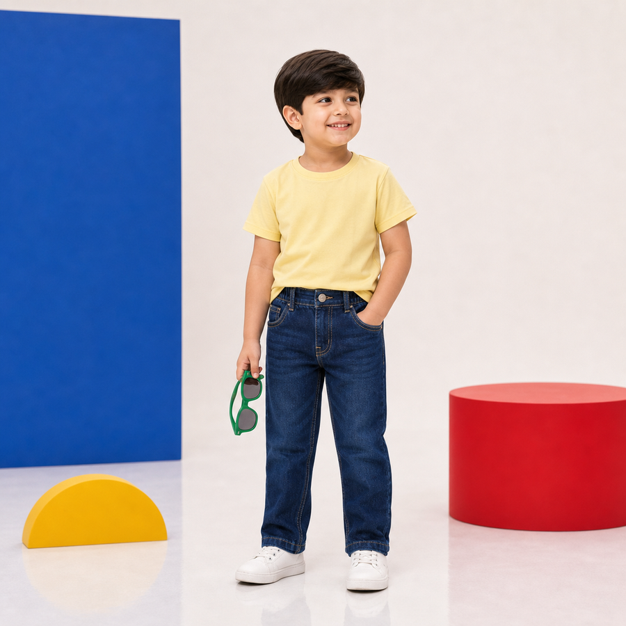 Boys Dark Blue Regular Jeans