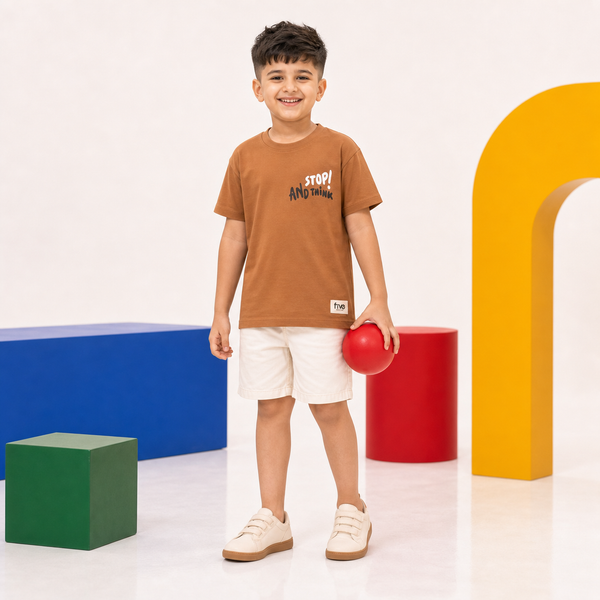 Boys Camel Drop Shoulder T-Shirt