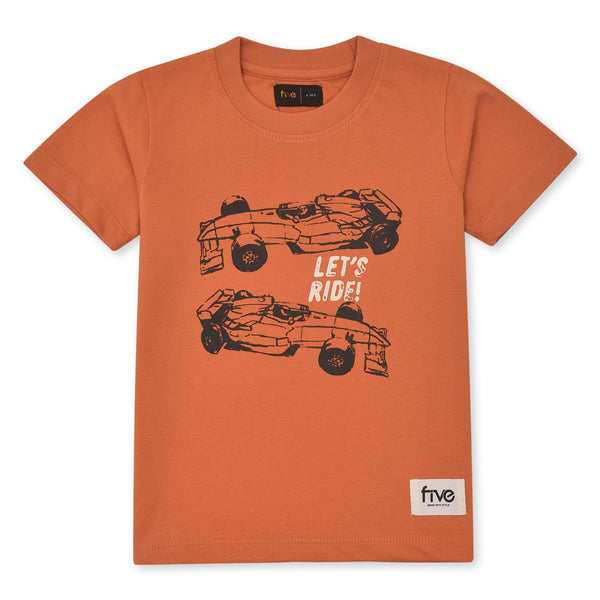 Boys Orange Formula Racing Cars T-Shirt