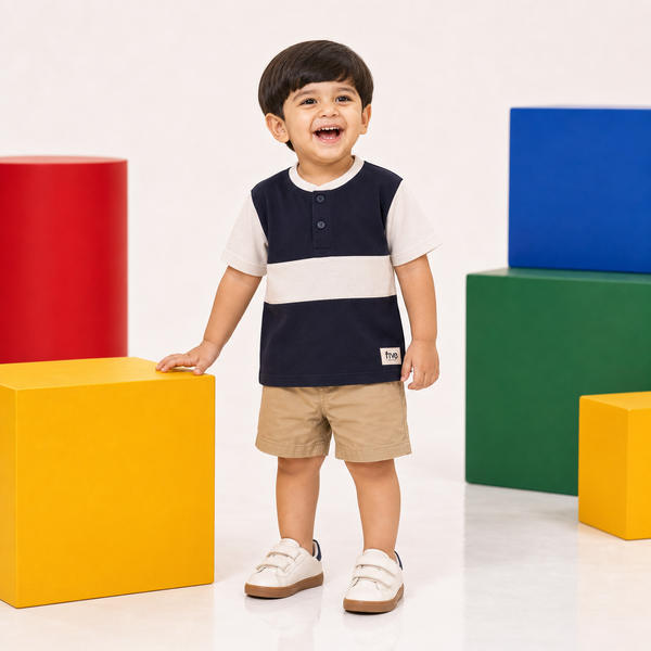 Boys Dark Blue With Panel T-Shirt