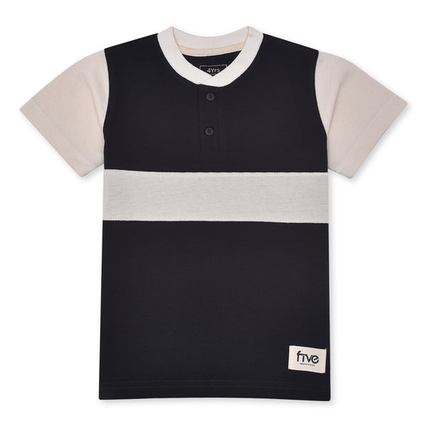 Boys Dark Blue With Panel T-Shirt