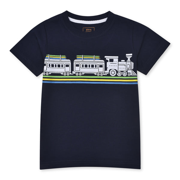 Boys Navy Blue Train T-Shirt