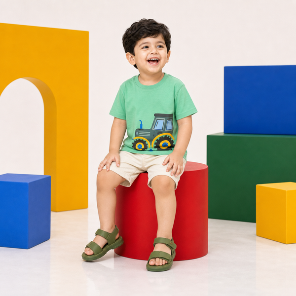 Boys Parrot Tractor Print T-Shirt