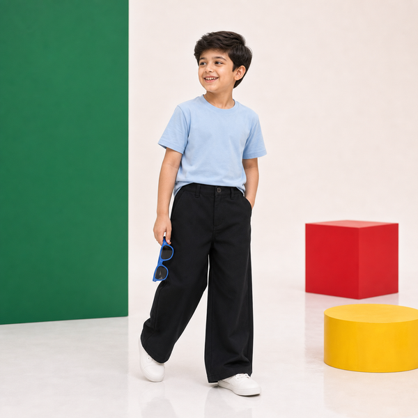 Boys Black Wide Leg Pants