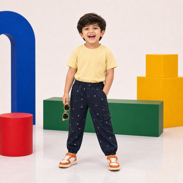 Boys Navy Woven Pull-On Trouser