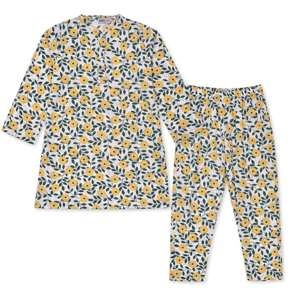 Girls Yellow-Green Woven Co-ord Set