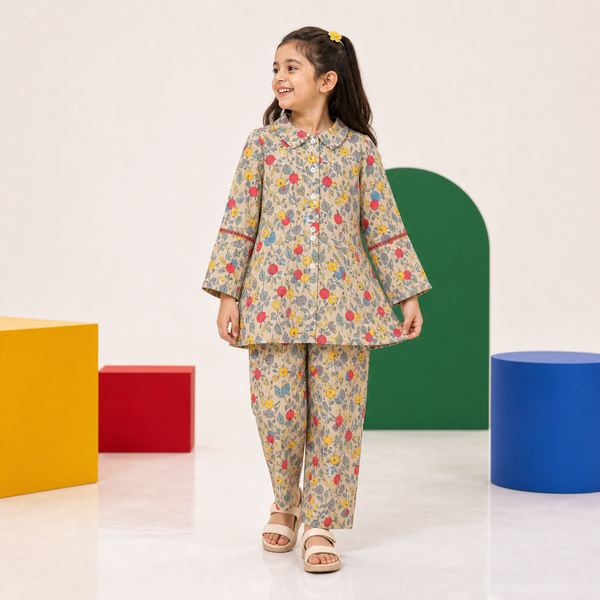 Girls Multi Woven Co-ord Set