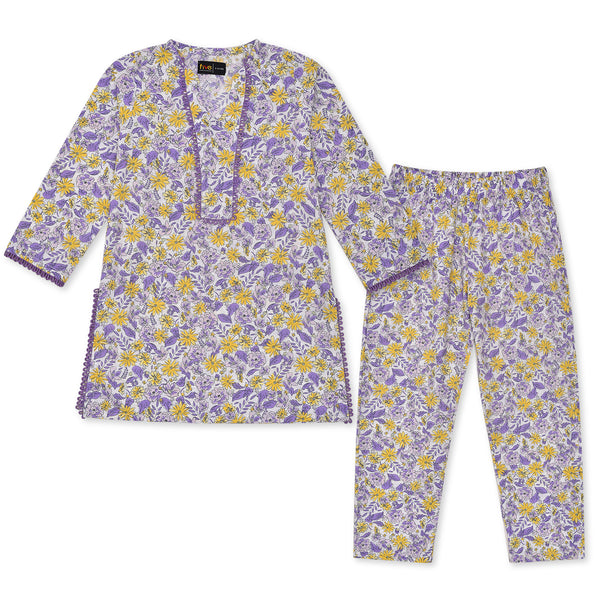 Girls Purple Woven Co-ord Set