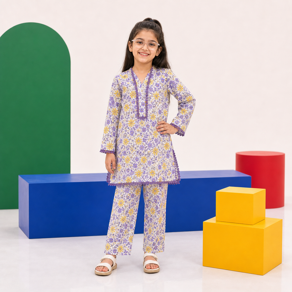 Girls Purple Woven Co-ord Set