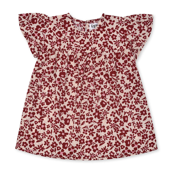 Girls Maroon Flowers Printed Top