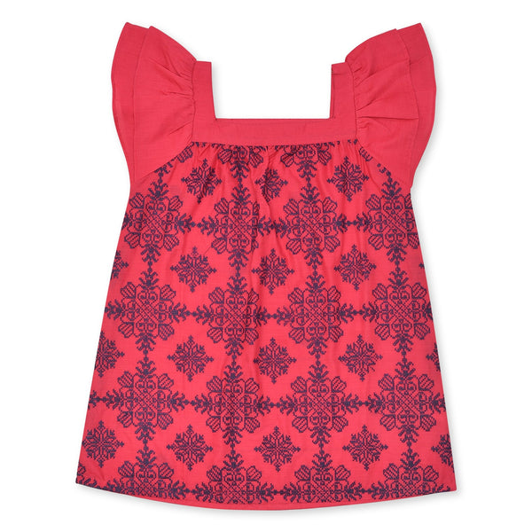 Girls Blue Embroidery Top