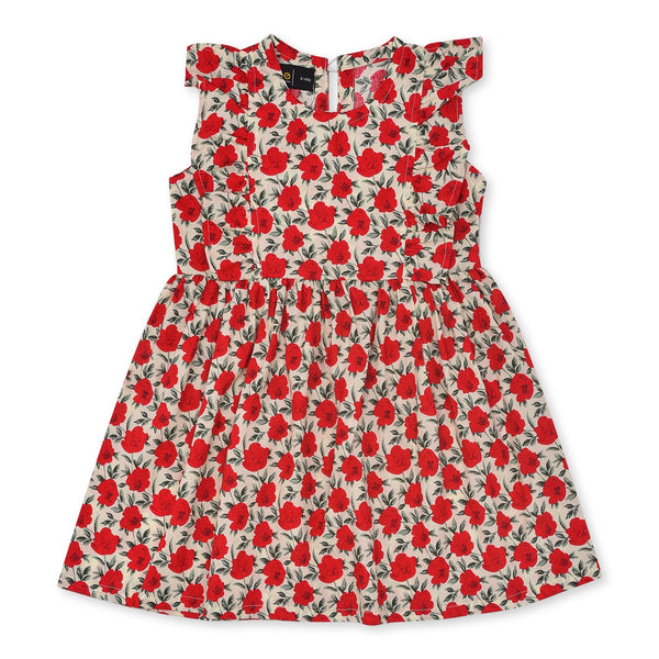 Girls Red Flower Frock